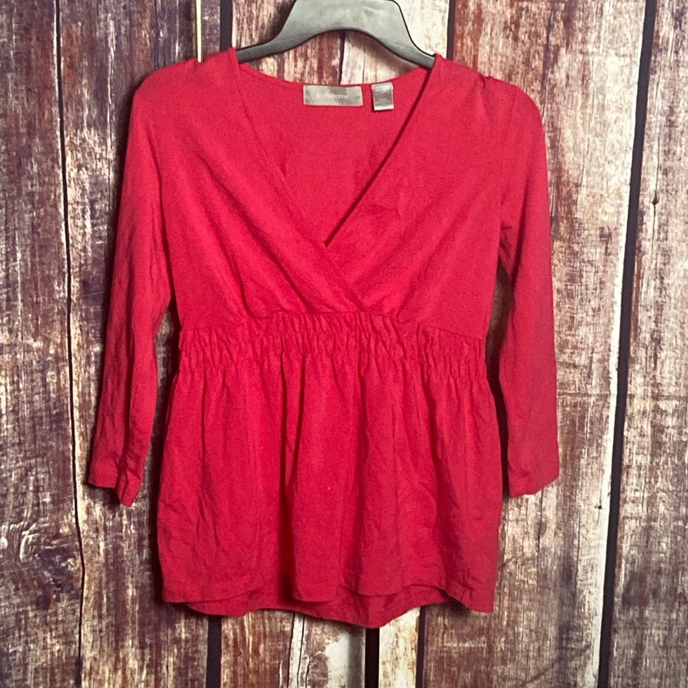 Liz Claiborne Women's Pima Cotton Wrap Baby Doll Blouse